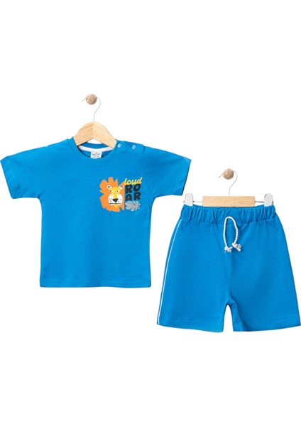Aslan Roar Baskılı Tshırt Şort Takım Saks