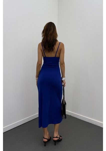 Roxana Yırtmaçlı Degaje Yaka Kalem Elbise modelleri