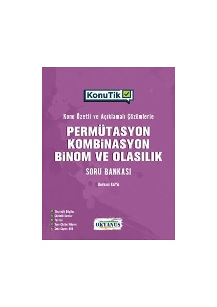 Okyanus 2026 Konutik Permütasyon Kombinasyon Binom ve Olasılık Soru Bankası