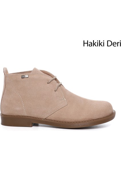 Kadın Pudra Kauçuk Taban Hakiki Deri Bot