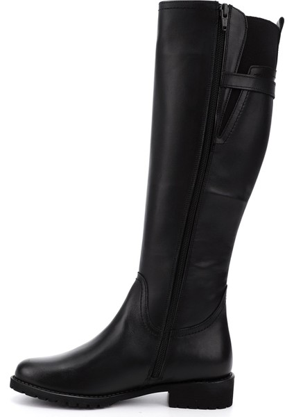 Kadın Siyah Fermuarlı Kauçuk Taban Hakiki Deri Çizme fırsatları