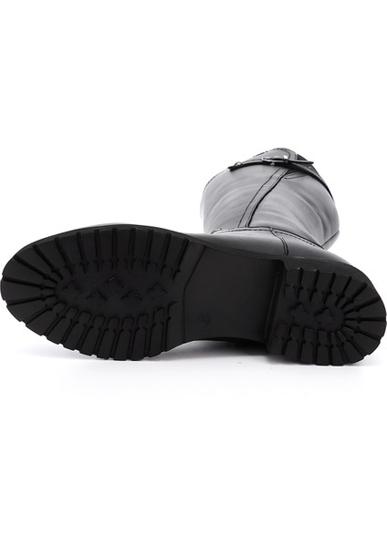 Kadın Siyah Fermuarlı Kauçuk Taban Hakiki Deri Çizme indirimleri