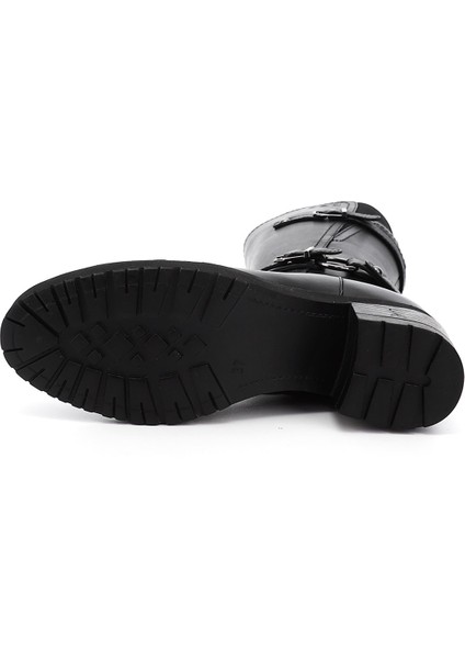 Kadın Siyah Fermuarlı Kalın Topuklu Hakiki Deri Çizme indirimleri