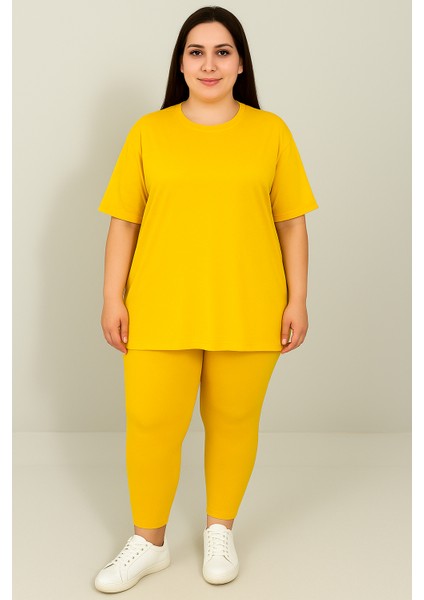 Kadın Büyük Beden Kısa Kollu Tayt Takım 8210-25