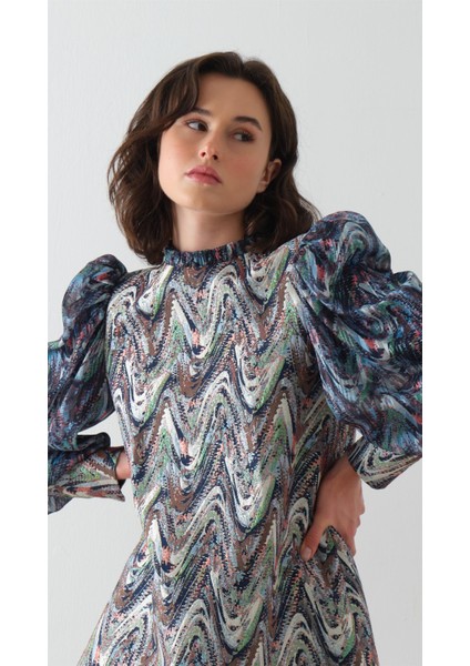 Zikzak Desenli Jakar Takım Lacivert fiyatları