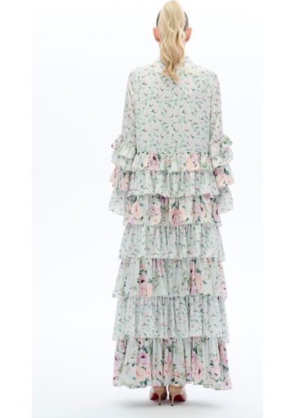 Desenli Kat Kat Elbise Mint fırsatları