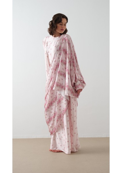 Desenli Kaftan Elbise Pudra fırsatları