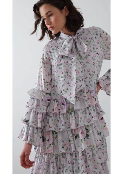 Desenli Kat Kat Elbise Lila fiyatları