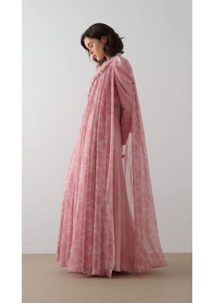 Omuzdan Dantel Detaylı Pelerin Elbise Gül Kurusu fırsatları