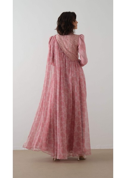 Omuzdan Dantel Detaylı Pelerin Elbise Gül Kurusu indirimleri