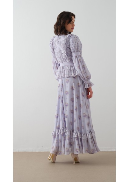 Üst Bedeni Parçalı Elbise Lila indirimleri