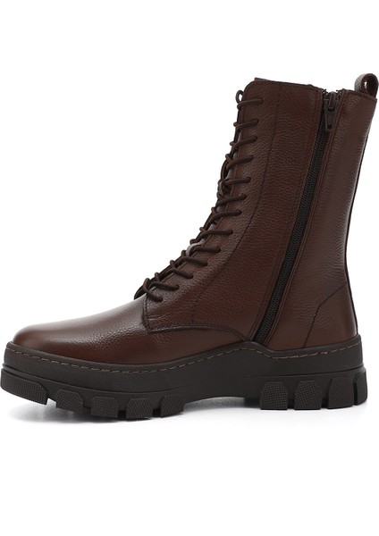 Kadın Kahve Fermuarlı Kauçuk Taban Hakiki Deri Postal Bot fırsatları