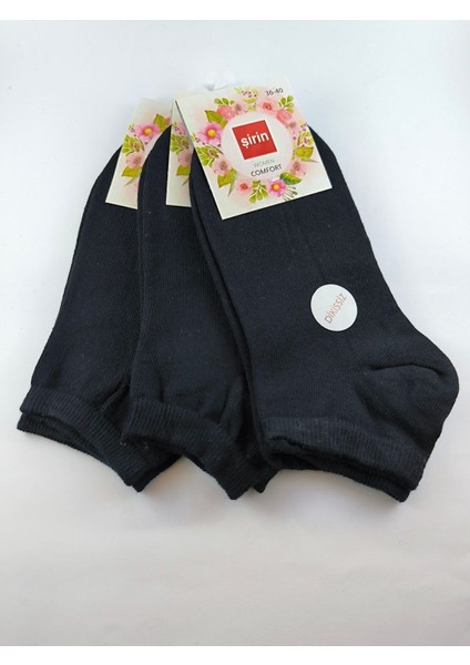 Dikişsiz Kadın Siyah Patik Sneaker Çorap 3'lü