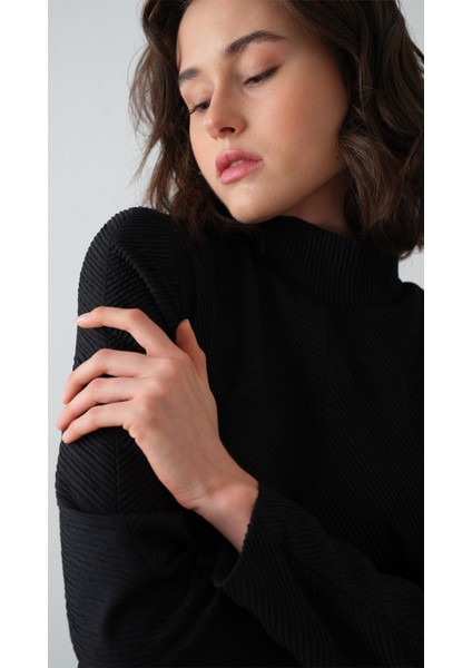 Balıkçı Yaka Krep Şifon Elbise Siyah modelleri