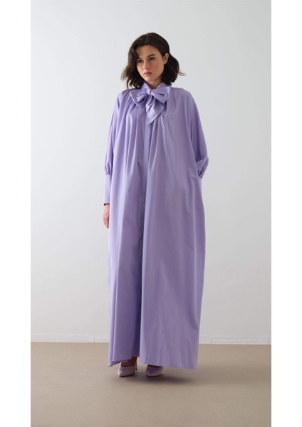 Poplin Gömlek Elbise Lila