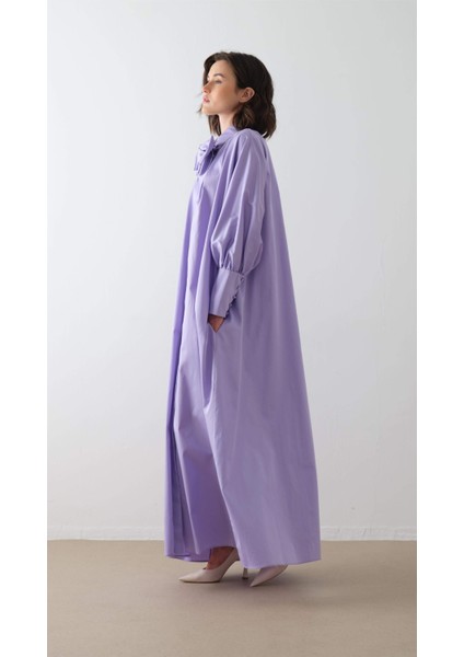 Poplin Gömlek Elbise Lila fırsatları
