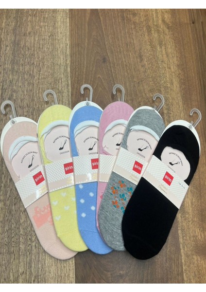 Babet Desenli Silikonlu Dikişsiz Çorap (12 Adet) 36-40 Numara
