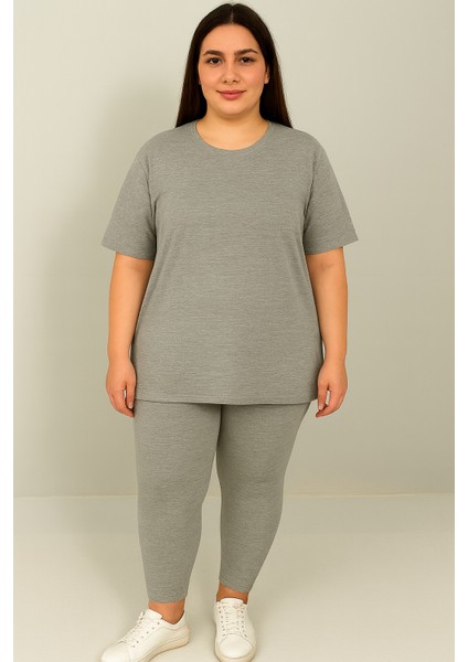 Kadın Büyük Beden Kısa Kollu Tayt Takım 8210-25