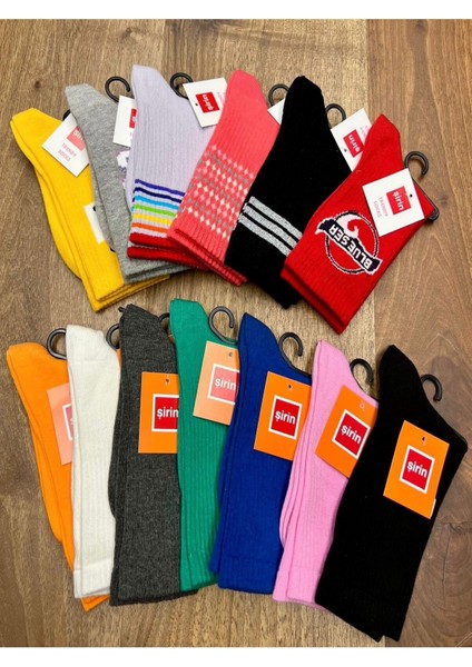 Renkli Derbi Çemberli Soket Çorap (12 Adet) 36-40 Numara