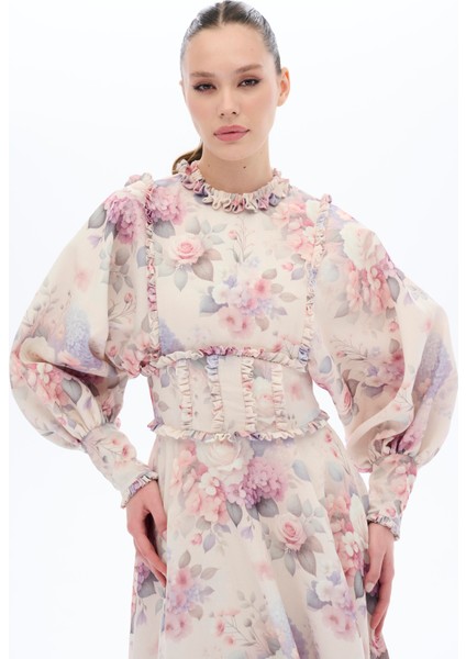 Korsaj Detaylı Elbise Krem fiyatları