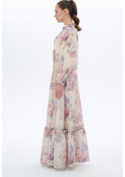 Korsaj Detaylı Elbise Krem modelleri