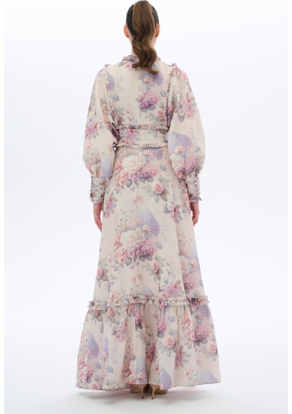 Korsaj Detaylı Elbise Krem fırsatları