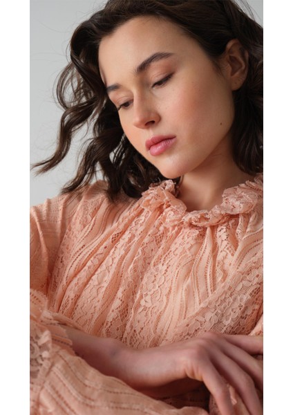 Dantel Detaylı Pantolon Takım Somon fiyatları