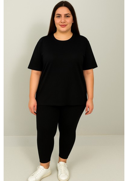 Kadın Büyük Beden Kısa Kollu Tayt Takım 8210-25