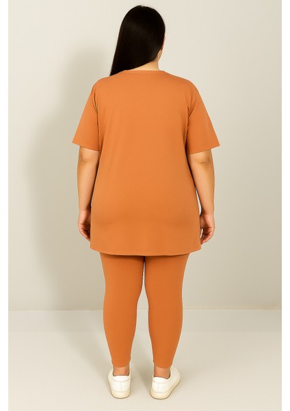 Kadın Büyük Beden Kısa Kollu Tayt Takım 8210-25