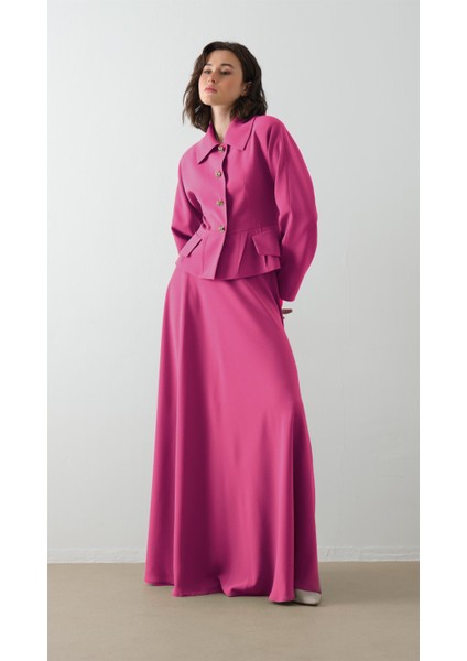 Ceket Etek Ikili Takım Fuşya modelleri