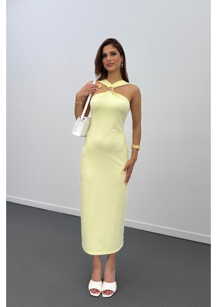 Gabrini Gold Toka Detaylı Kalem Elbise