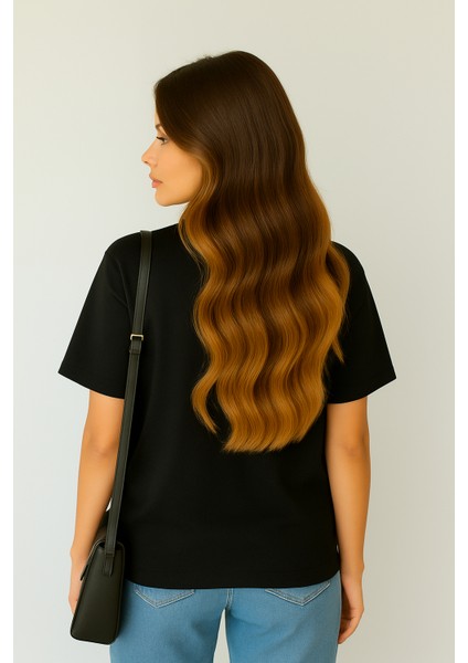 Store %100 Organik Pamuk Nefes Alan Yumuşak Dokulu Premium Yarım Oversize Bisiklet Yaka Basic Kadın/Unisex Tişört Siyah fiyatları