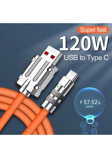 120W 6A LED Işıklı Süper Hızlı Silikon Type-C Şarj Kablosu modelleri