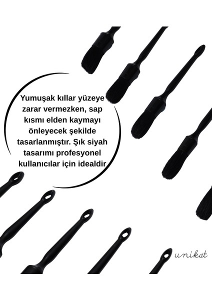 5'li Siyah Renk Farklı Boylarda Detay Temizlik Fırçası - Piano Black modelleri