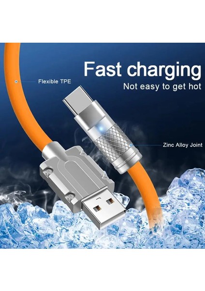 120W 6A LED Işıklı Süper Hızlı Silikon Type-C Şarj Kablosu indirimleri