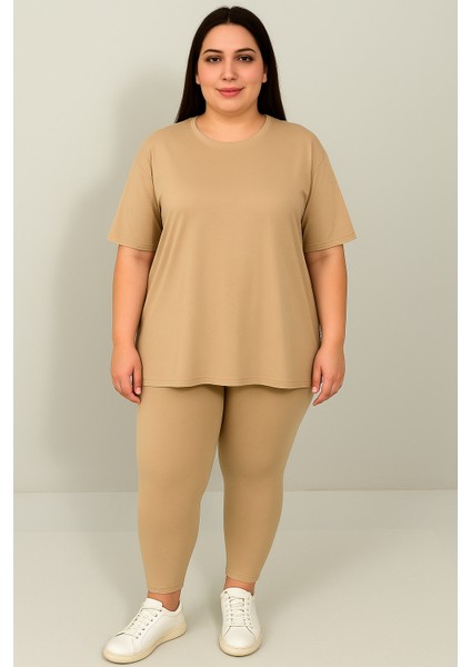 Kadın Büyük Beden Kısa Kollu Tayt Takım 8210-25