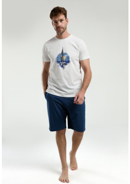Erkek Bisiklet Yaka Kısa Kollu Şortlu Pijama Takım fırsatları
