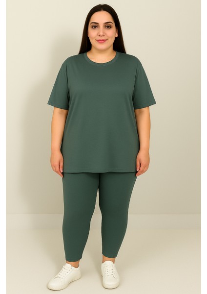 Kadın Büyük Beden Kısa Kollu Tayt Takım 8210-25