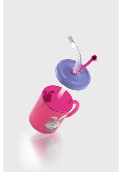 Ruby Tavşan Desenli 210 ml Pipetli Kulplu Pp Bebek Bardağı 142003 Pembe-Mor modelleri