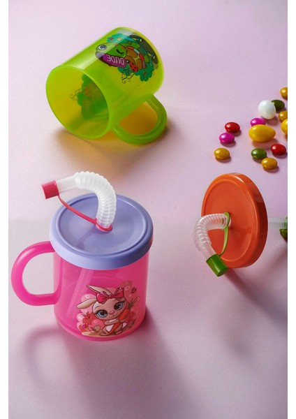 Ruby Kaplumbağa Desenli 210 ml Pipetli Kulplu Pp Bebek Bardağı 142026 Yeşil-Turuncu fırsatları