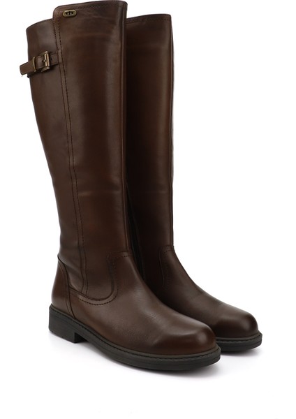 Gön Hakiki Deri Yuvarlak Burun Kauçuk Taban Topuklu Fermuarlı Kadın Çizme 44570 modelleri