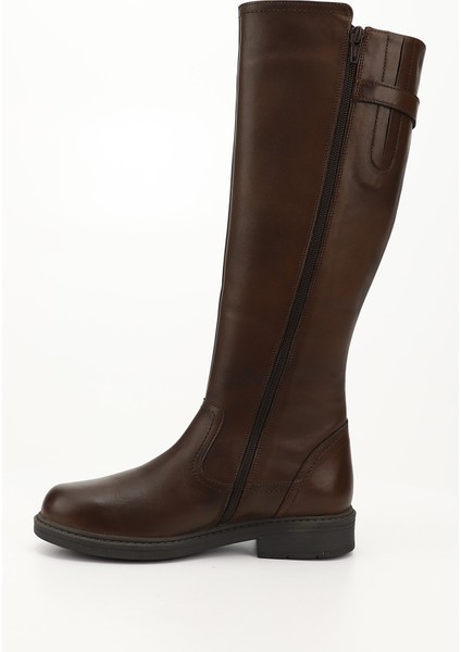 Gön Hakiki Deri Yuvarlak Burun Kauçuk Taban Topuklu Fermuarlı Kadın Çizme 44570 fırsatları