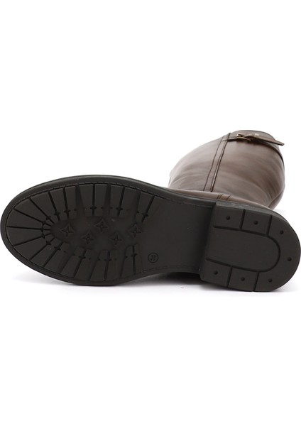 Gön Hakiki Deri Yuvarlak Burun Kauçuk Taban Topuklu Fermuarlı Kadın Çizme 44570 indirimleri