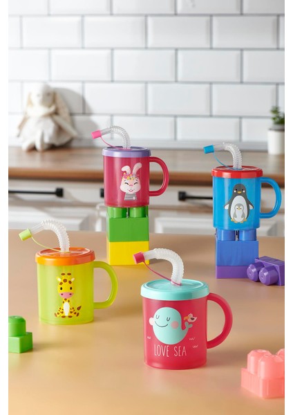 Ruby Penguen Desenli 210 ml Pipetli Kulplu Pp Bebek Bardağı 142003 Mavi-Kırmızı fırsatları