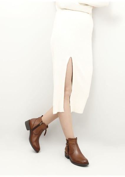 Kadın Taba Fermuarlı Kalın Topuklu Hakiki Deri Bot fiyatları