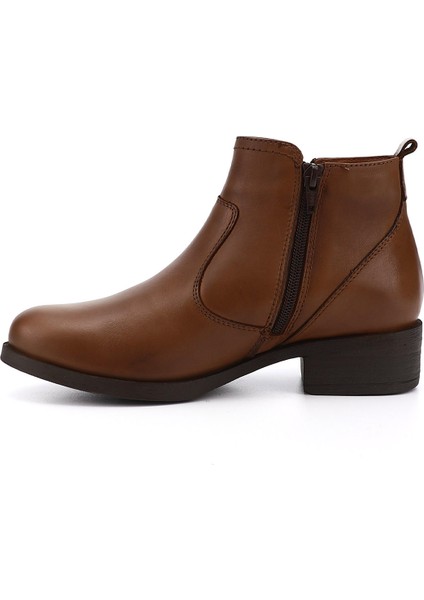 Kadın Taba Fermuarlı Kalın Topuklu Hakiki Deri Bot fırsatları