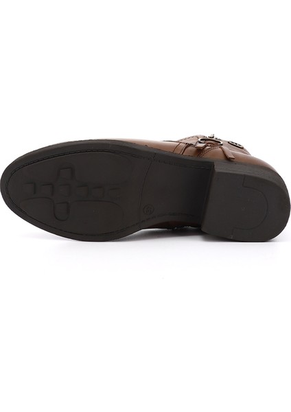 Kadın Taba Fermuarlı Kalın Topuklu Hakiki Deri Bot indirimleri