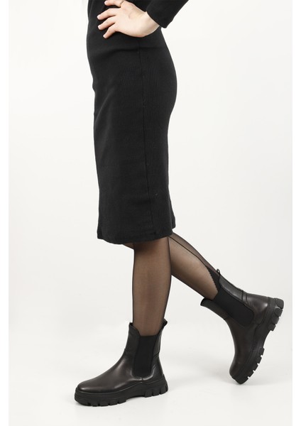 Kadın Siyah Kauçuk Taban Hakiki Deri Chelsea Bot fiyatları