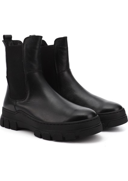Kadın Siyah Kauçuk Taban Hakiki Deri Chelsea Bot modelleri