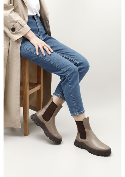 Kadın Vizon Kauçuk Taban Hakiki Deri Chelsea Bot fiyatları